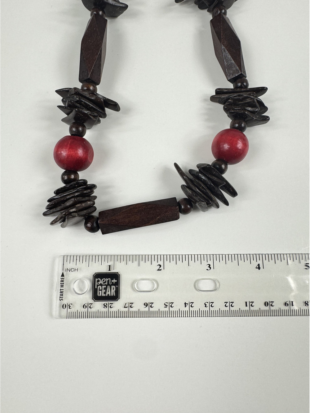 Fashion Jewelry Red & Wooden Beaded Women's Necklace - Picture 3 of 3
